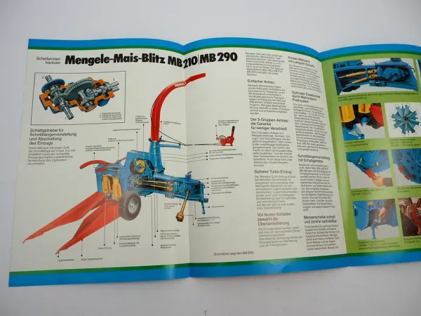 Original Prospekt Mengele MB 210 290 Mais Blitz Häcksler für Schlepper 1980er J.