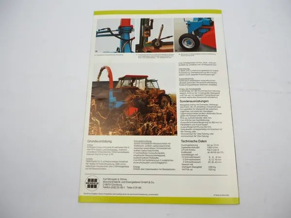 Original Prospekt Mengele SH20 Anbau Feldhäcksler für Schlepper 1980er Jahre