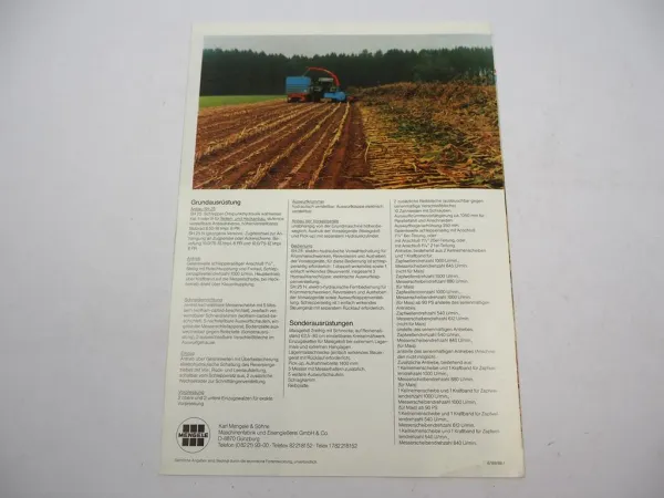 Original Prospekt Mengele SH25 Anbau Feldhäcksler für Schlepper 1980er Jahre