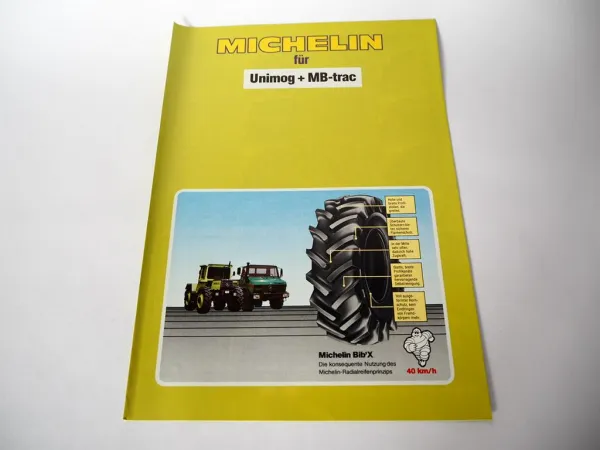 Original Prospekt Michelin Reifen für Mercedes Benz Unimog & MB-trac
