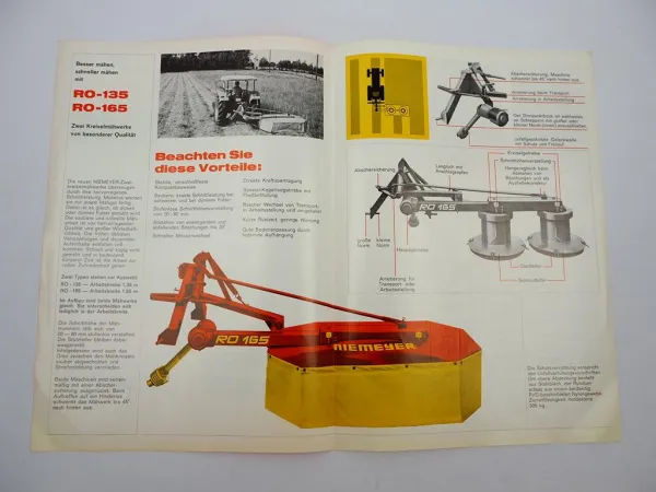 Original Prospekt Niemeyer RO 135 165 Kreisel Mähwerk 1970 mit technischen Daten