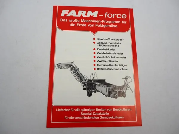 Original Prospekt Niewöhner Farm force Erntemaschine Feldgemüse 1980/90er Jahre