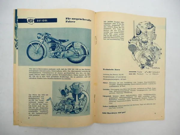 Original Prospekt NSU Quick Fox Consul Lambretta Motorrad 1940/50er Jahre