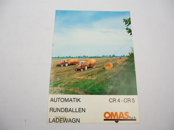 Original Prospekt OMAS CR4 CR5 Automatik Rundballen Ladewagen an Fiat Schlepper