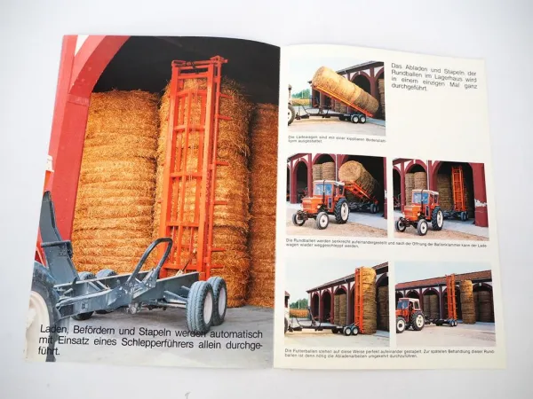 Original Prospekt OMAS CR4 CR5 Automatik Rundballen Ladewagen an Fiat Schlepper