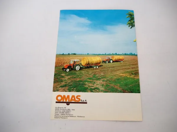 Original Prospekt OMAS CR4 CR5 Automatik Rundballen Ladewagen an Fiat Schlepper