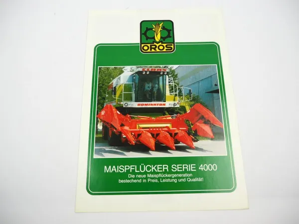 Original Prospekt Oros Maispflücker 4000 an Claas Dominator Mähdrescher 1980/90er