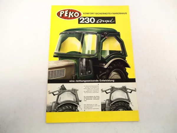 Original Prospekt Peko 230 Coupe Fahrerhaus für Schlepper 1960er Jahre