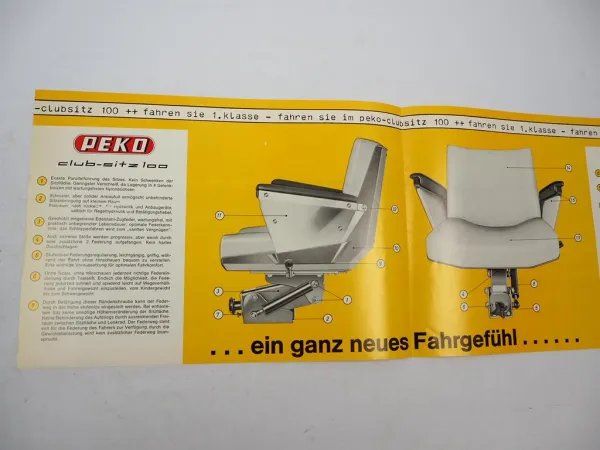 Original Prospekt Peko Club Sitz 100 für Schlepper 1960/70er Jahre