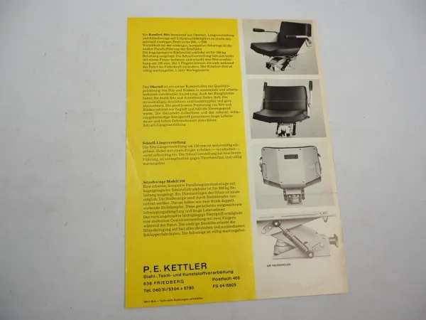 Original Prospekt Peko Club Sitz 110 für Schlepper 1960/70er Jahre