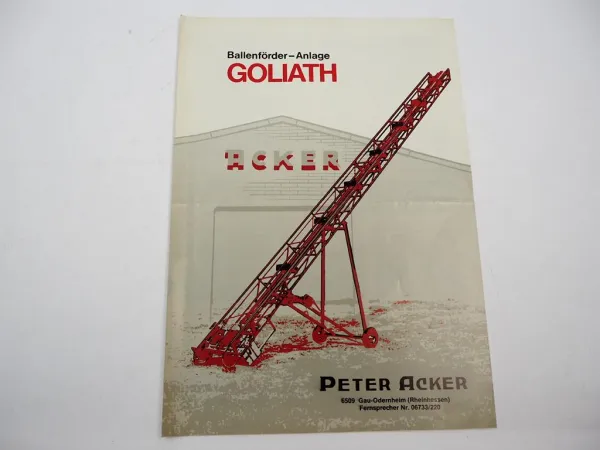 Original Prospekt Peter Acker Ballenförder Anlage Goliath ca. 1970er Jahre