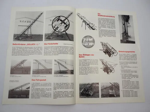 Original Prospekt Peter Acker Ballenförder Anlage Goliath ca. 1970er Jahre