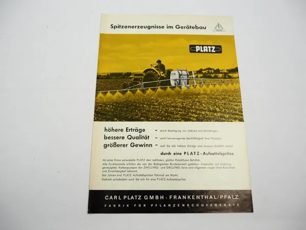 Original Prospekt Platz Pflanzenschutz Aufsattel Spritzen an Schlepper 1960er J.