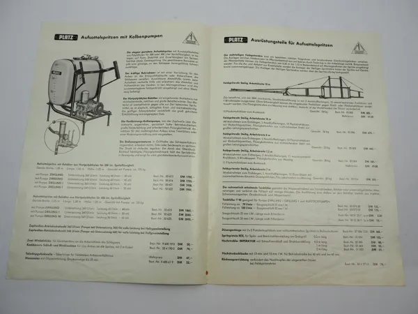 Original Prospekt Platz Pflanzenschutz Aufsattel Spritzen an Schlepper 1960er J.