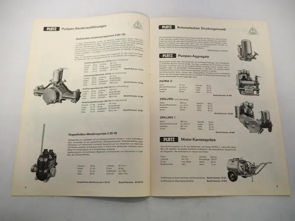 Original Prospekt Platz Spritzgeräte Sprühgeräte Pumpen z.B. an Unimog 1965