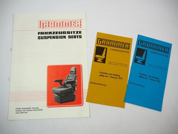 Original Prospekt Preisliste Grammer Fahrzeugsitze für Traktor Baumaschinen 1978