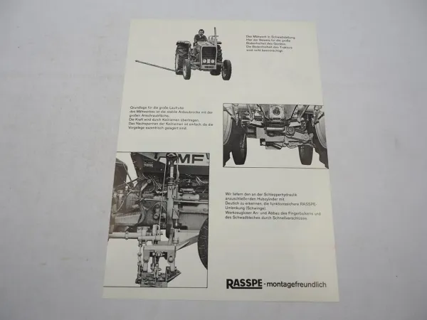 Original Prospekt Rasspe Mähwerk für Massey Ferguson MF 235 245 Traktoren 1978