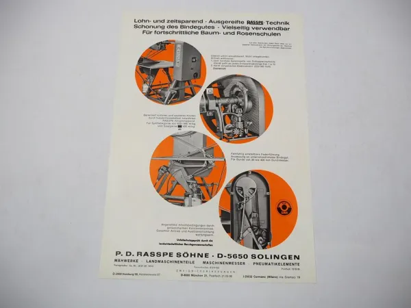Original Prospekt Rasspe RS312 Bindemaschine für Baumschulen Landtechnik 1974