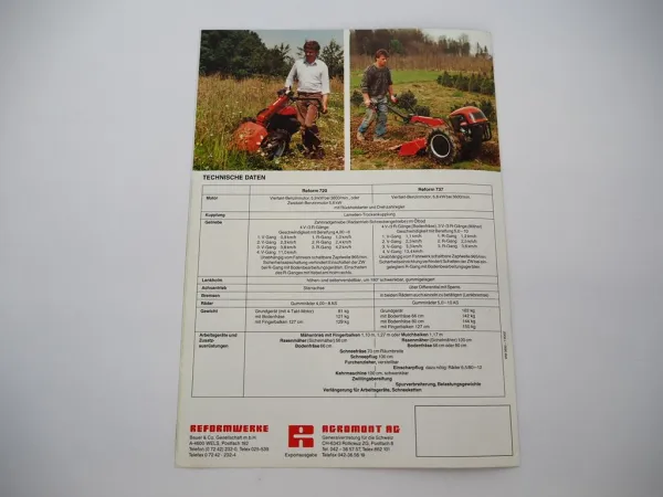 Original Prospekt Reform 720 737 Motormäher Einachser Schneefräse 1990er Jahre