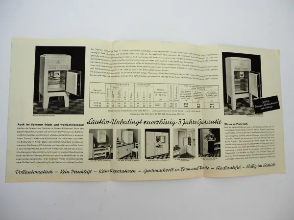 Original Prospekt Siemens KHE 63 83 Kühlschrank Type N 1939
