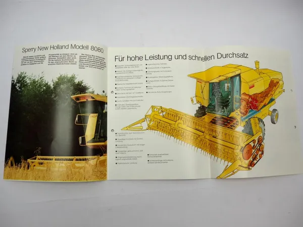 Original Prospekt Sperry New Holland 8080 Mähdrescher 1980er Jahre