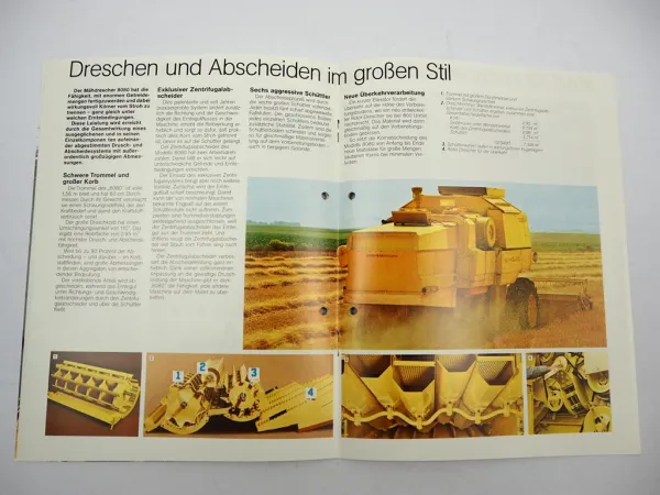 Original Prospekt Sperry New Holland 8080 Mähdrescher 1980er Jahre