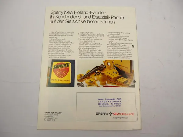 Original Prospekt Sperry New Holland 8080 Mähdrescher 1980er Jahre