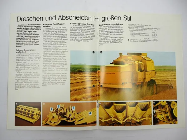 Original Prospekt Sperry New Holland 8080 Mähdrescher ca. 1978