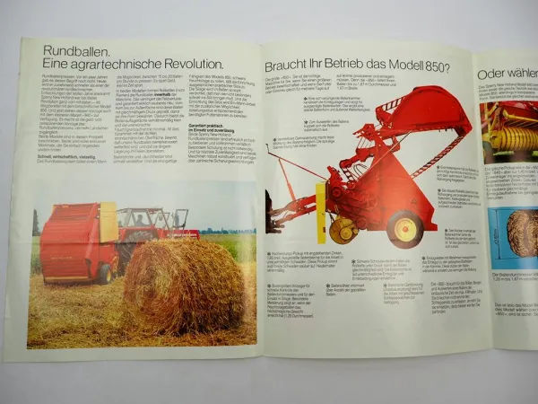 Original Prospekt Sperry New Holland 840 850 Rundballenpresse 1970/80er Jahre