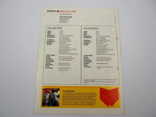 Original Prospekt Sperry New Holland 840 850 Rundballenpresse 1979