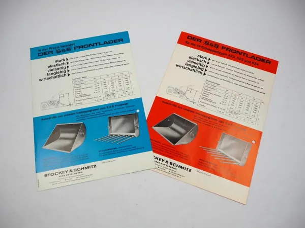 Original Prospekt Stockey & Schmitz S&S Frontlader Kastenschwinge IHC Schlepper