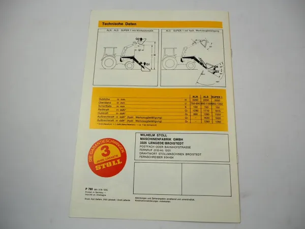 Original Prospekt Stoll Frontlader ALN ALS an Schlepper Schlüter Fendt Fiat 1978