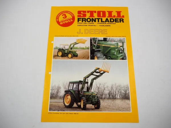Original Prospekt Stoll Frontlader ALN ALS Super1 an John Deere Schlepper 1978