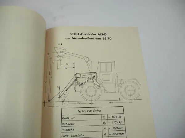 Original Prospekt Stoll Frontlader ALS für Mercedes Benz MB Trac 1975