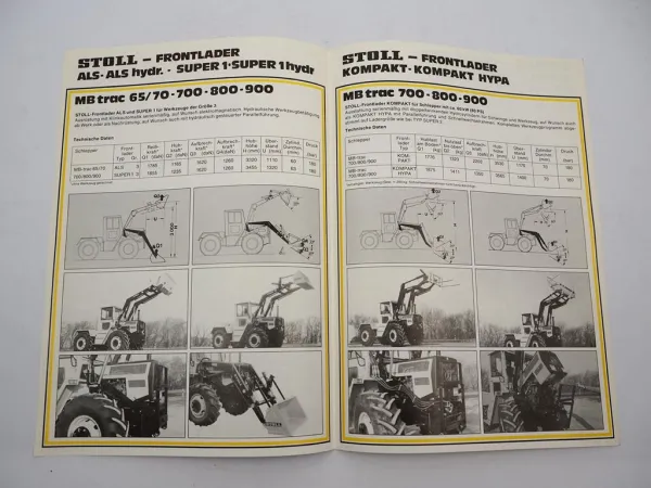 Original Prospekt Stoll Frontlader ALS Super Kompakt am MB-trac 700 bis 1500