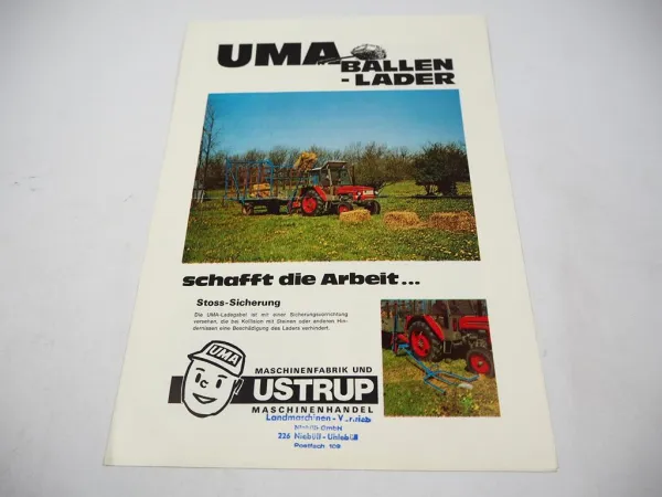 Original Prospekt UMA Ballenlader Ladegatter Strohtransporter Gigant 4 Seiten