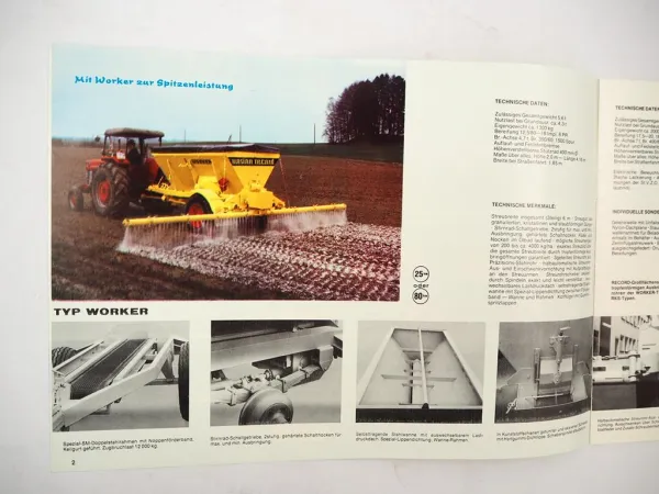 Original Prospekt Unsinn Record Kalk & Düngertechnik für Traktor Unimog 1970er