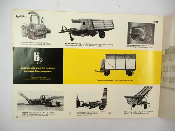 Original Prospekt Unsinn Record R RG Stalldungstreuer am Traktor & Unimog 1970er