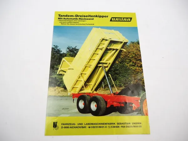 Original Prospekt Unsinn UK Tandem Dreiseiten Kippanhänger 5/1991