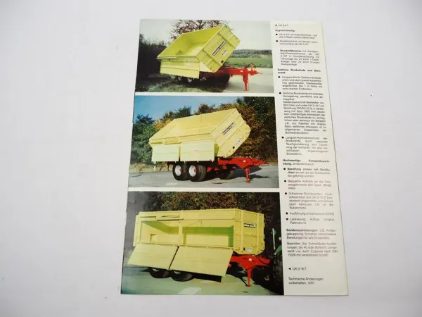 Original Prospekt Unsinn UK Tandem Dreiseiten Kippanhänger 5/1991