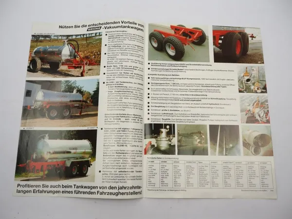 Original Prospekt Unsinn UV Vakuum Tankwagen 5/1991 mit technischen Daten
