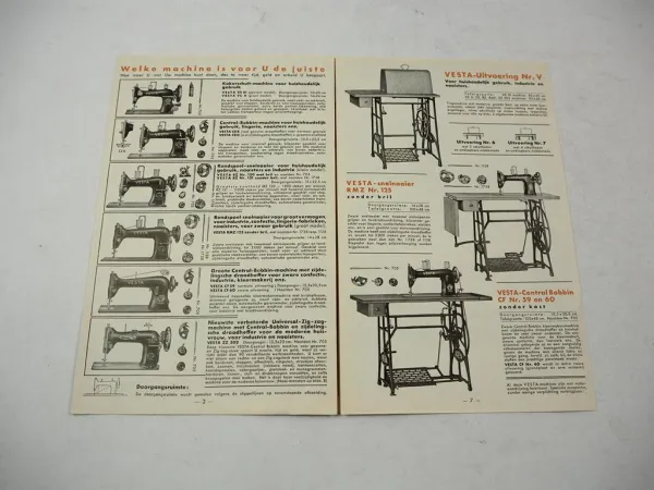 Original Prospekt Vesta Naaimachine Nähmaschine Altenburg 1937 niederländisch