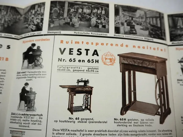 Original Prospekt Vesta Naaimachine Nähmaschine Altenburg 1937 niederländisch
