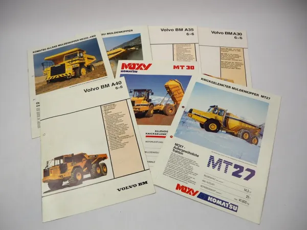 Original Prospekt Volvo BM A 30 - 40 Moxy MT 27 30 Komatsu Muldenkipper 7 tlg.