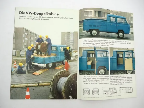 Original Prospekt VW T2 Transporter Bus Kastenwagen Pritschenwagen 1969