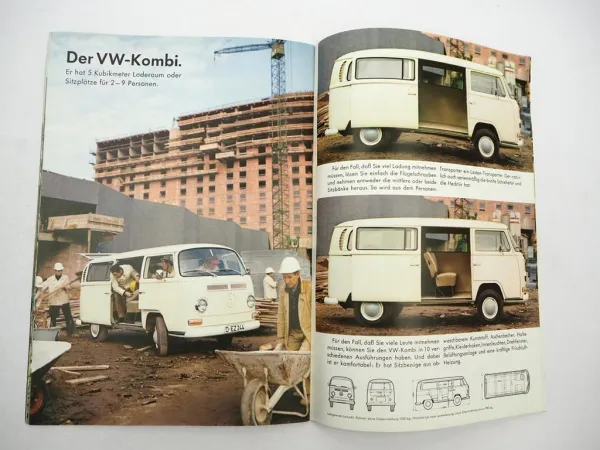 Original Prospekt VW T2 Transporter Bus Kastenwagen Pritschenwagen 1969