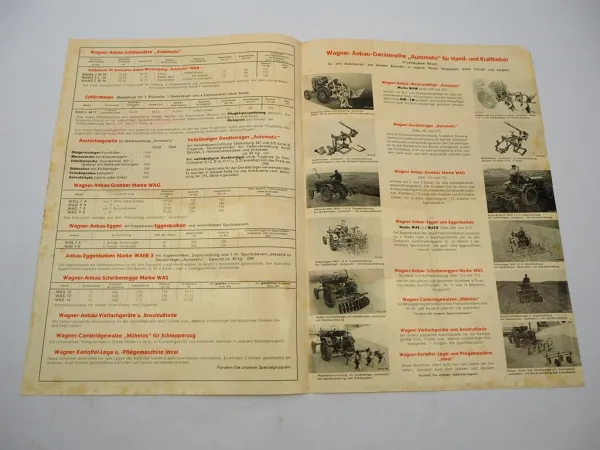 Original Prospekt Wagner & Co. Limburg Schlepper Anbaugeräte ca. 1950er Jahre
