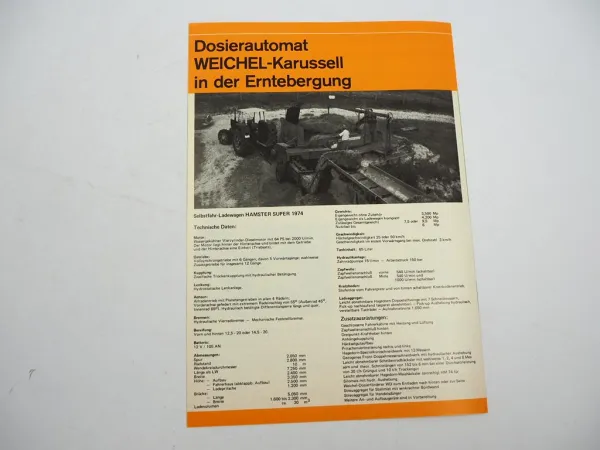 Original Prospekt Weichel Hagedorn Ladewagen Hamster Super 1974