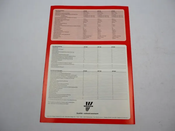 Original Prospekt Welger AP 630 730 830 Aufsammel Presse 1989 mit techn. Daten