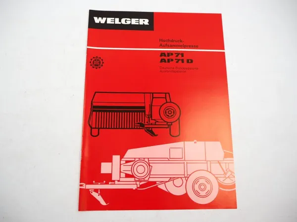 Original Prospekt Welger AP 71 71D Aufsammel Presse 1976 mit techn. Daten